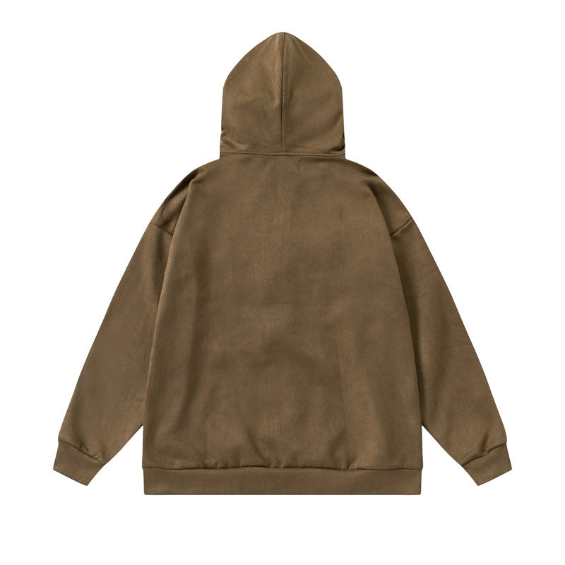 Men’s Vintage Graffiti-Print Fleece Hoodie – Cozy Fall Layer, Relaxed Fit, All-Match Streetwear