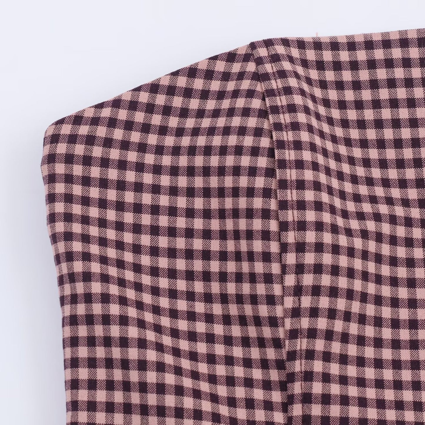 Strapless collar plaid waist cinching long dress for women