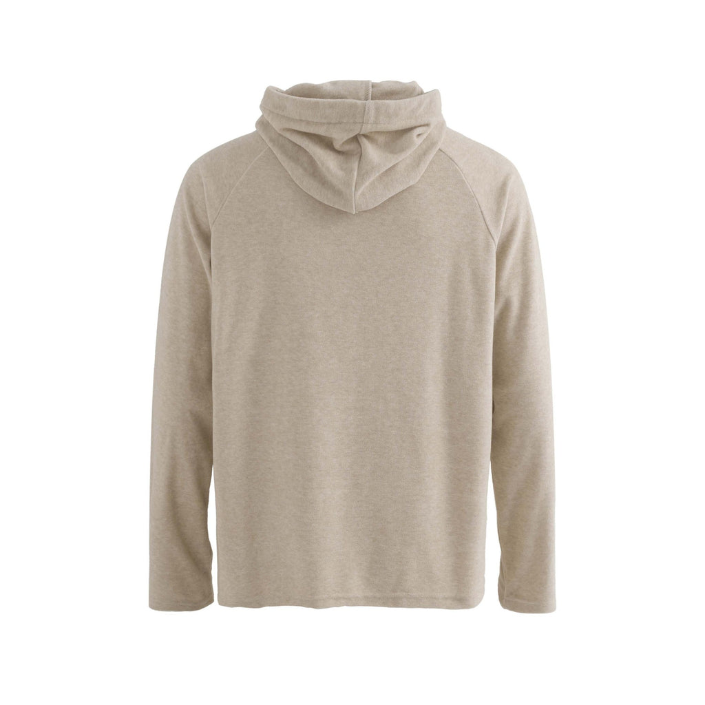 Style Solid Color Half-Open Collar Hooded Loose Long Sleeve Top, Unisex Casual Shirt