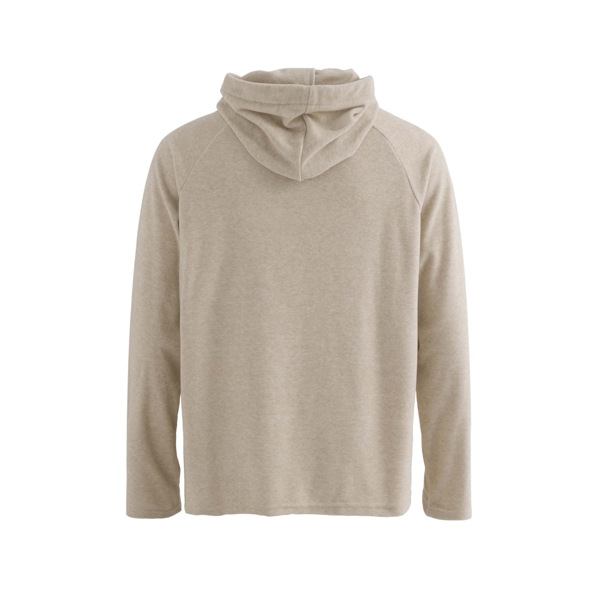 Style Solid Color Half-Open Collar Hooded Loose Long Sleeve Top, Unisex Casual Shirt