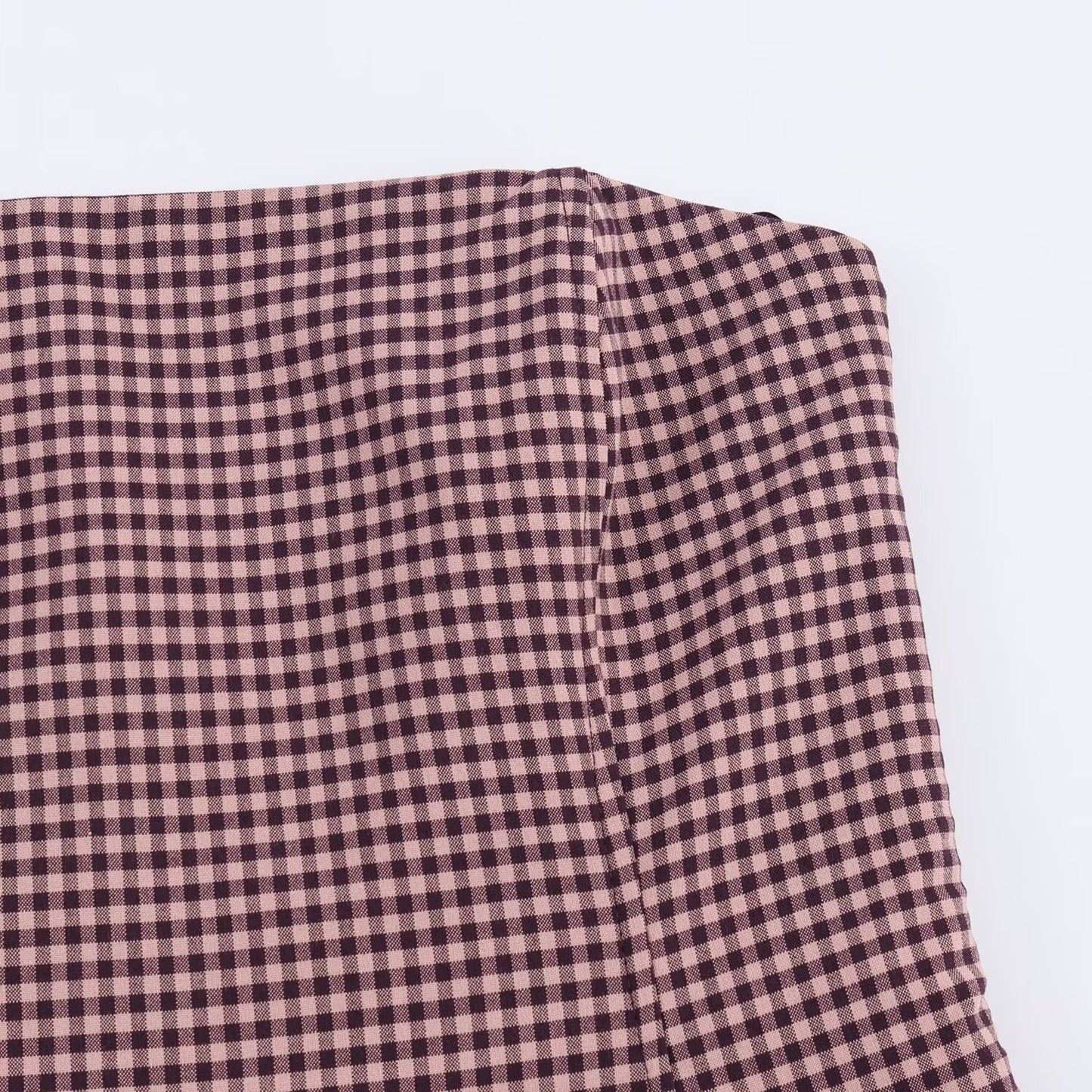 Strapless collar plaid waist cinching long dress for women