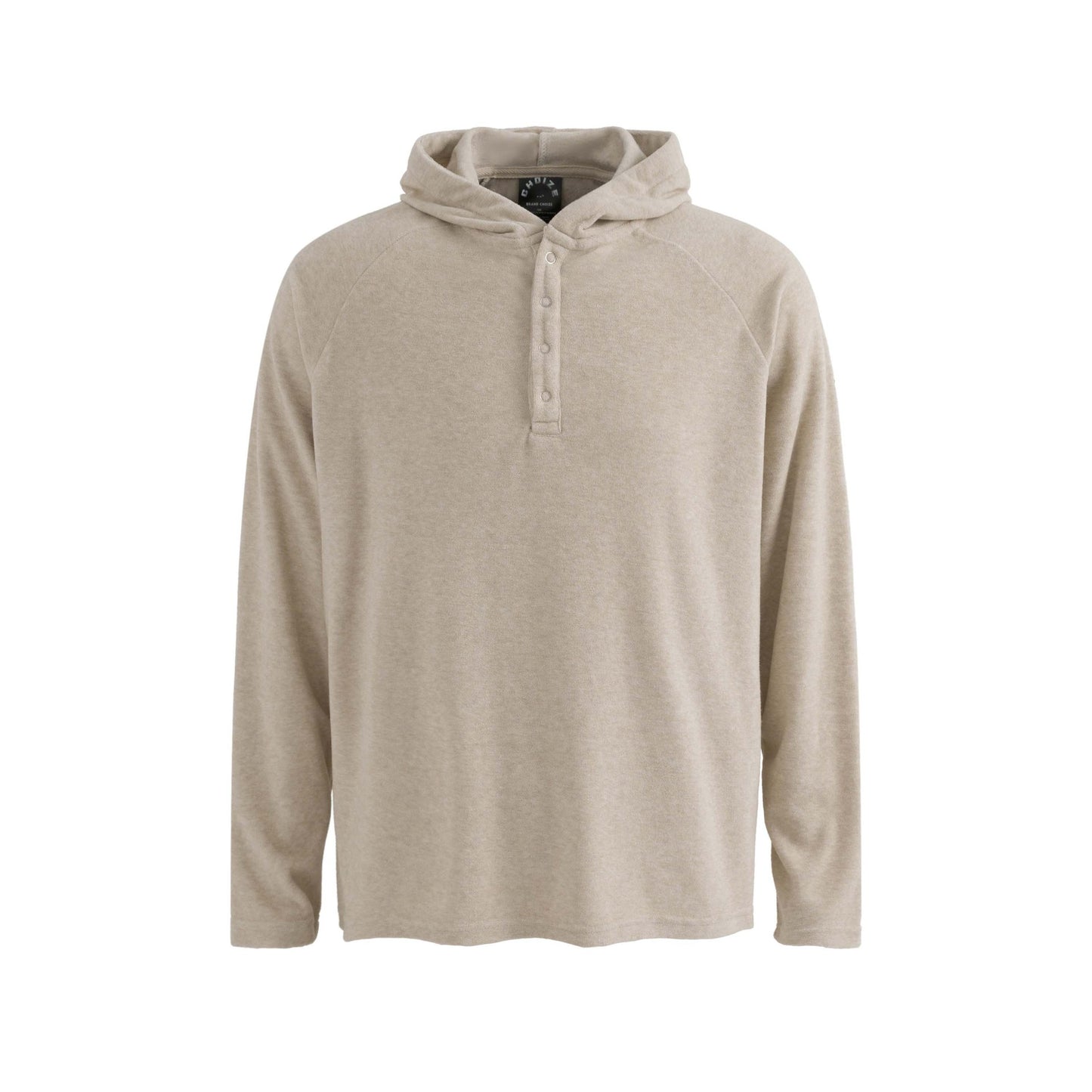 Style Solid Color Half-Open Collar Hooded Loose Long Sleeve Top, Unisex Casual Shirt