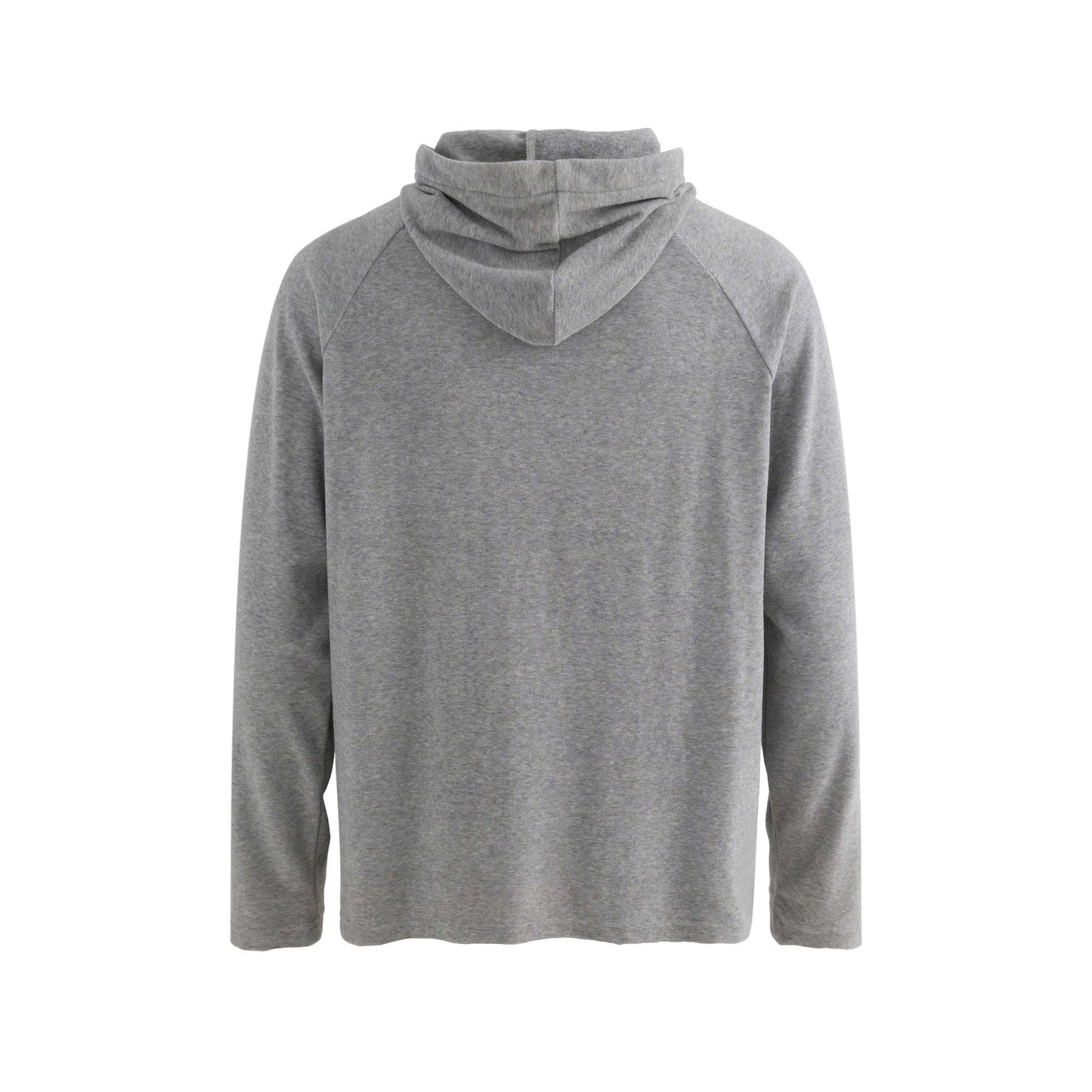 Style Solid Color Half-Open Collar Hooded Loose Long Sleeve Top, Unisex Casual Shirt