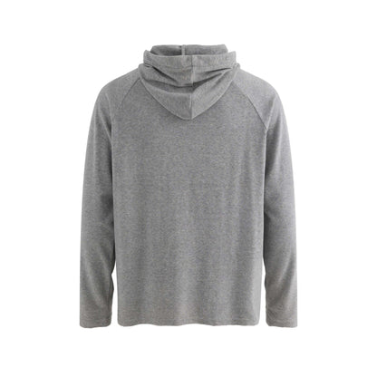 Style Solid Color Half-Open Collar Hooded Loose Long Sleeve Top, Unisex Casual Shirt