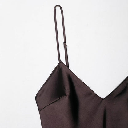 V-neck sleeveless asymmetrical camisole dress for women