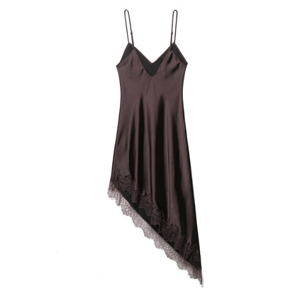 V-neck sleeveless asymmetrical camisole dress for women