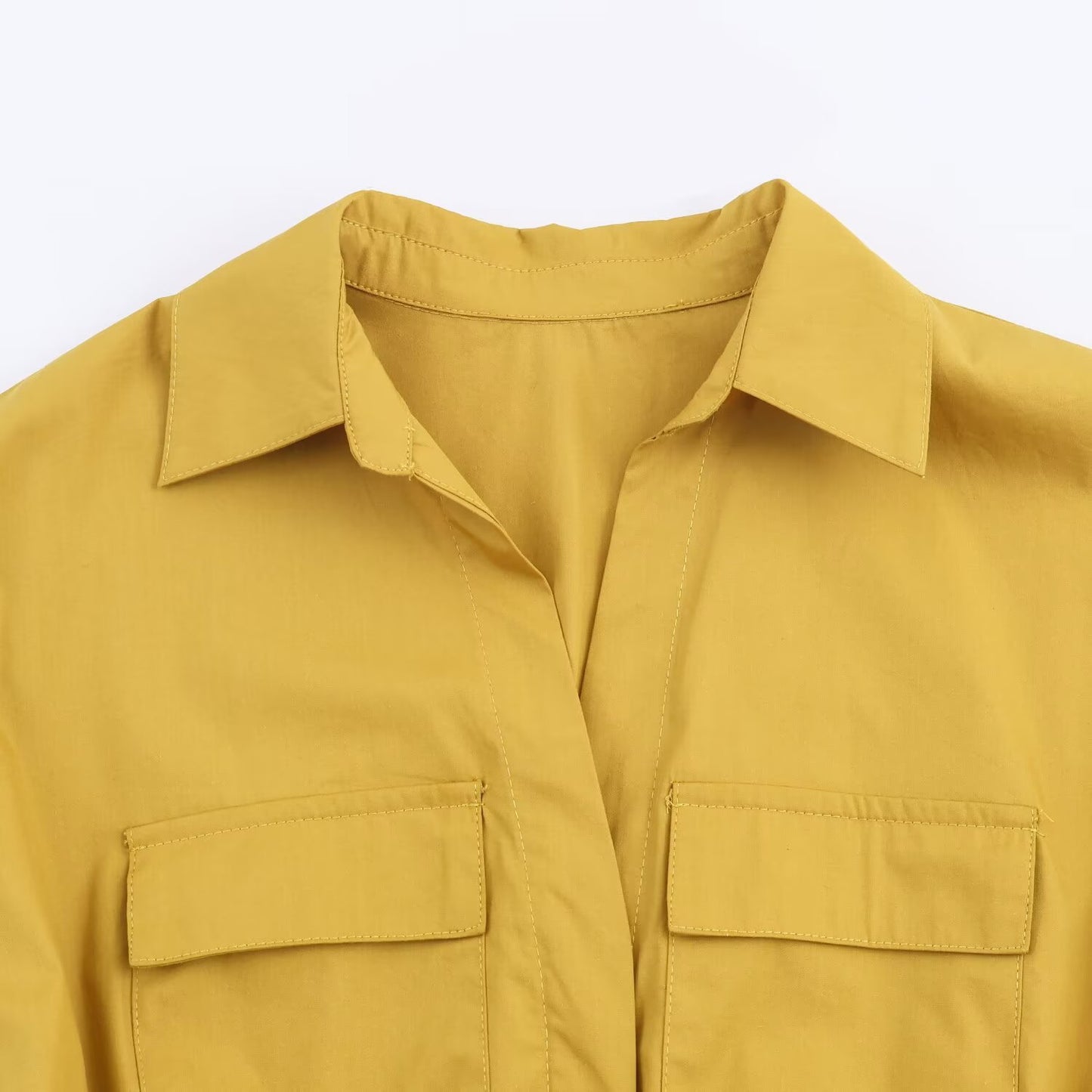 Collar sleeveless yellow dress for women