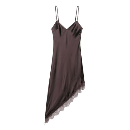 V-neck sleeveless asymmetrical camisole dress for women
