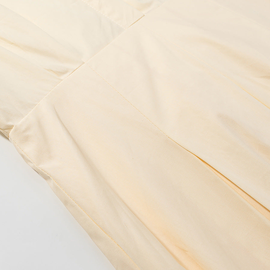 Collar long sleeved single breasted shirt solid color dress for women